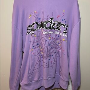 Purple Graphic Sweatshirt with Rhinestone Design
